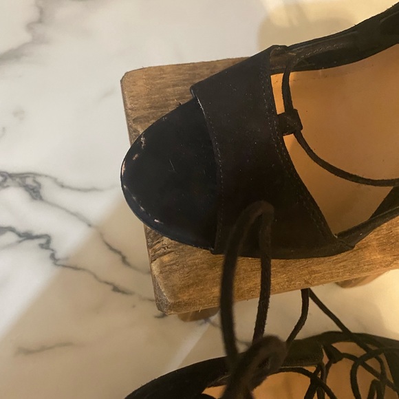 Call it Spring black suede tie up heels - Picture 3 of 4